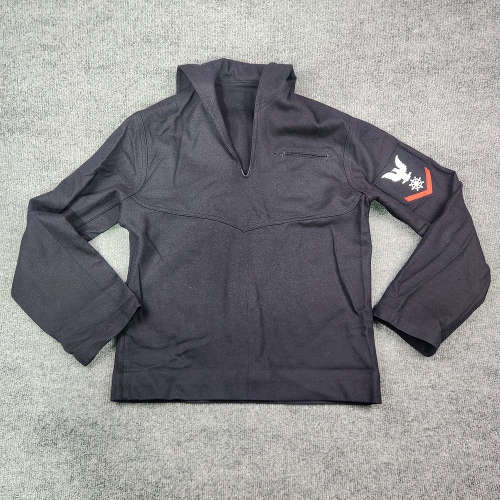Vintage US Navy Wool Sailor Jumper Crackerjack Navy Blue Quartermaster Patch Men